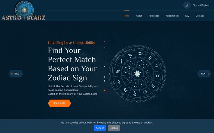Screenshot of astrostarz.xyz