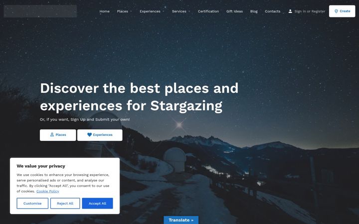 Screenshot of astrotourism.com