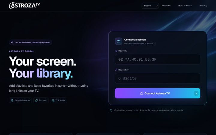 Screenshot of astrozatv.com