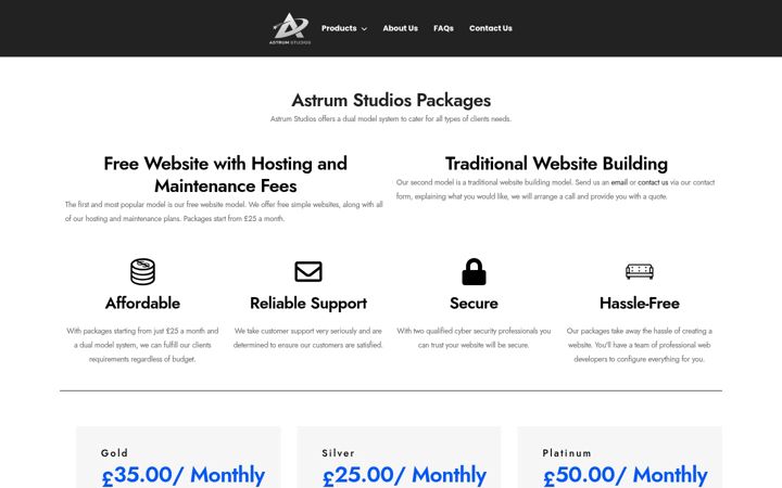 Screenshot von astrumstudios.co.uk