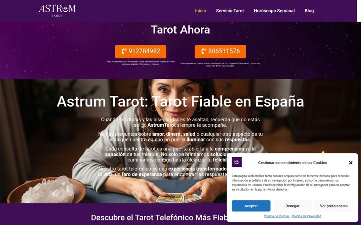 Ekraanipilt saidist astrumtarot.com