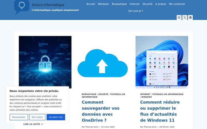 Ekrano kopija astuceinformatique.fr