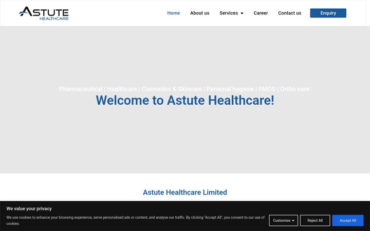 Screenshot of astutehealthcare.co.uk