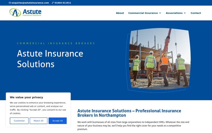 Posnetek zaslona astuteinsurance.co.uk