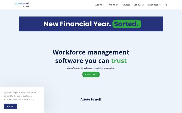 Ekrano kopija astutepayroll.com