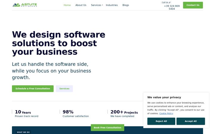Posnetek zaslona astutesoftwares.net