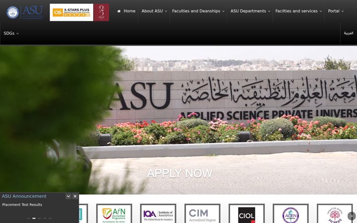 Screenshot of asu.edu.jo