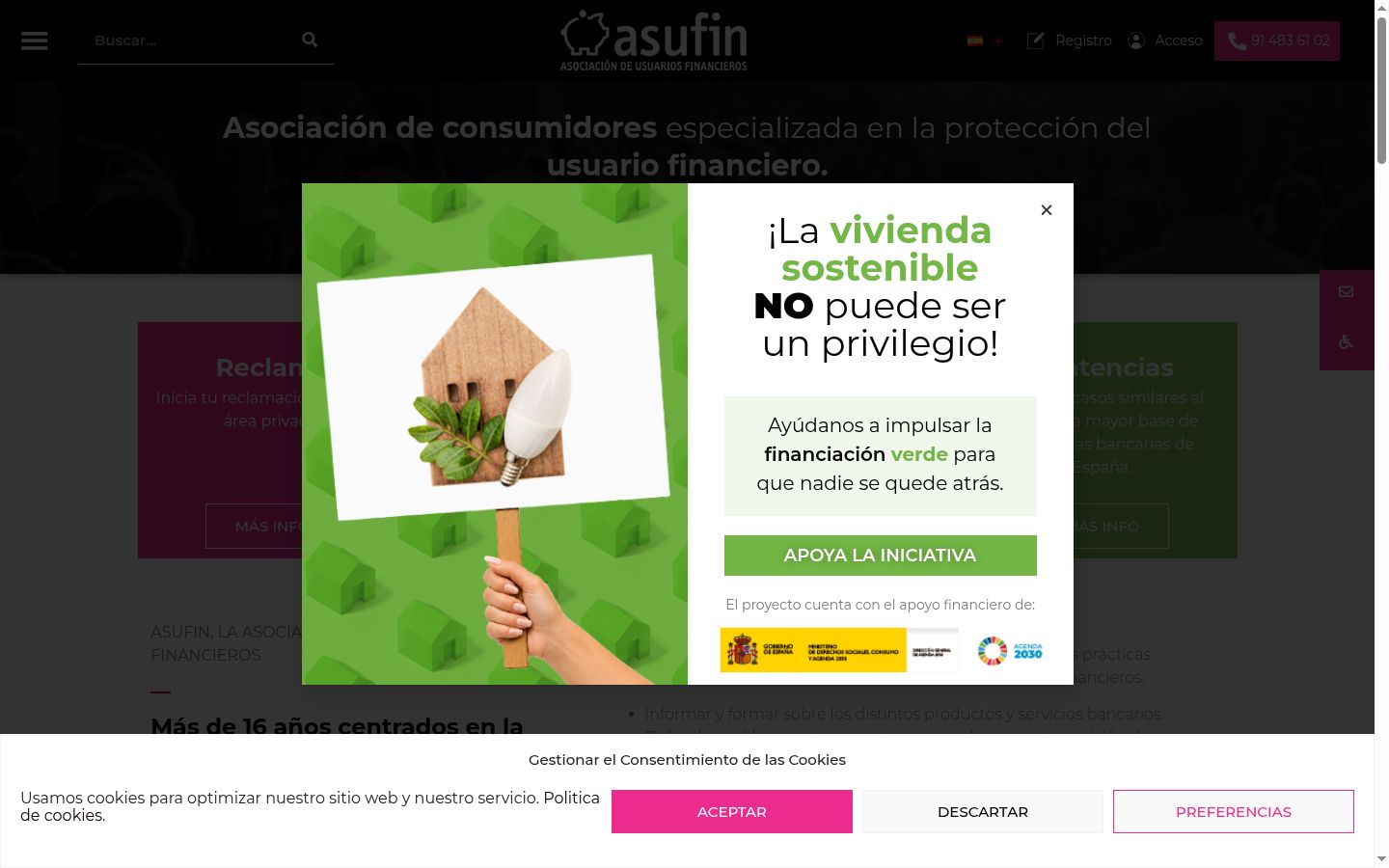 Screenshot of the consent banner shown before any interaction