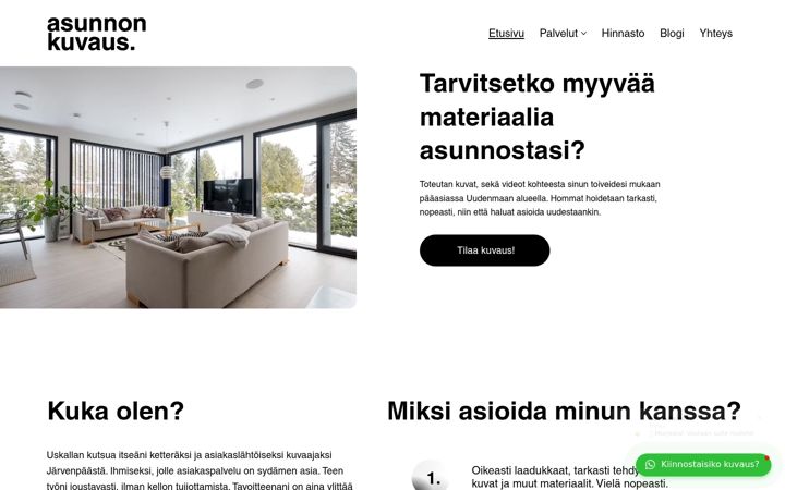 Skærmbillede af asunnonkuvaus.fi