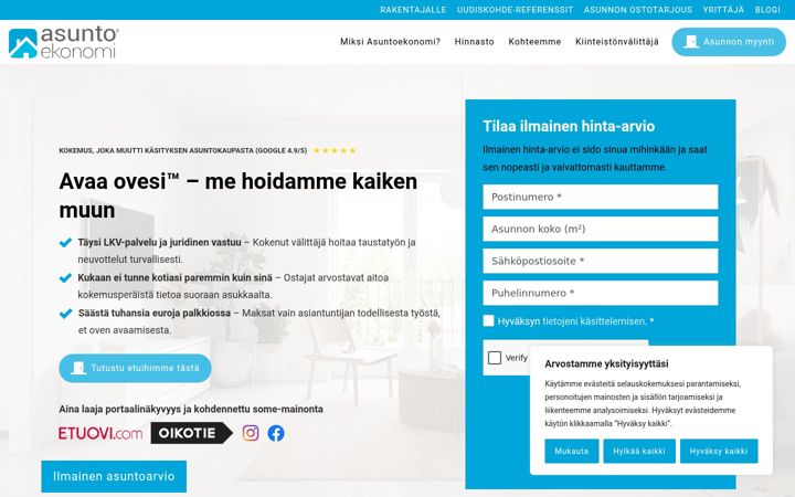 Skærmbillede af asuntoekonomi.fi