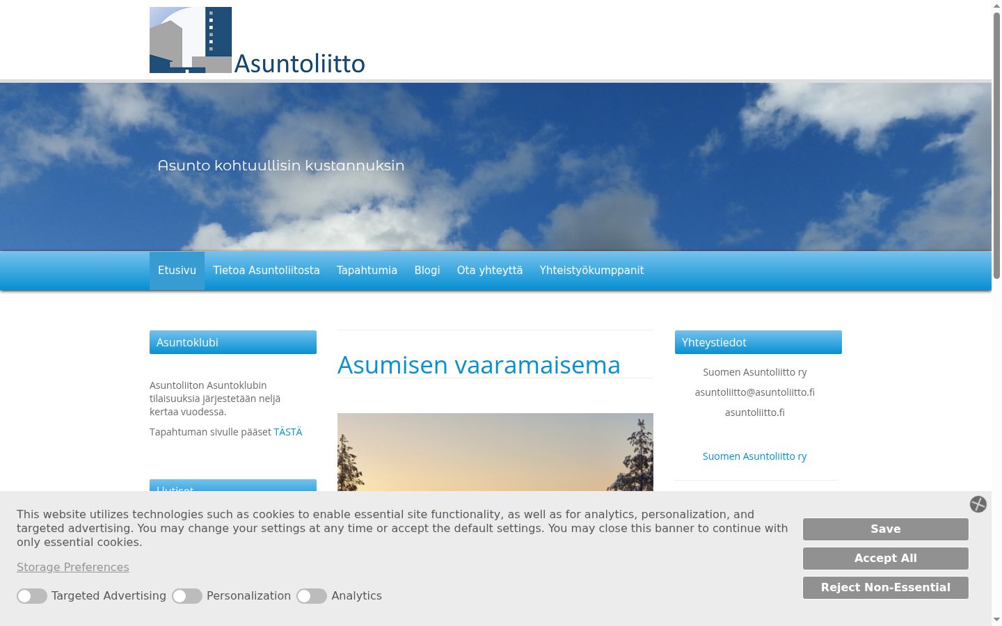 Captura de pantalla del banner de consentimiento mostrado antes de cualquier interacción