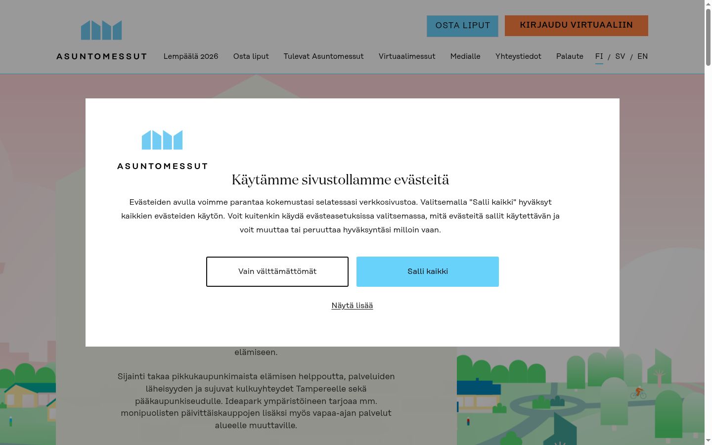 Kuvakaappaus suostumusbannerista, joka näytettiin ennen mitään vuorovaikutusta