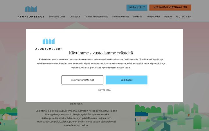 Skærmbillede af asuntomessut.fi
