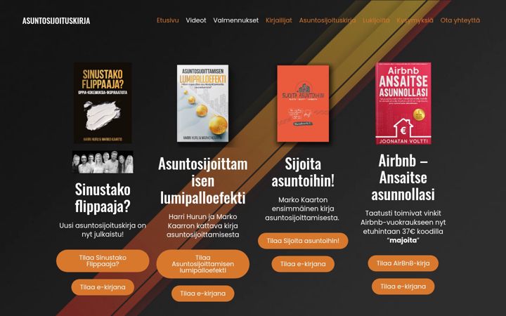 Screenshot of asuntosijoituskirja.fi