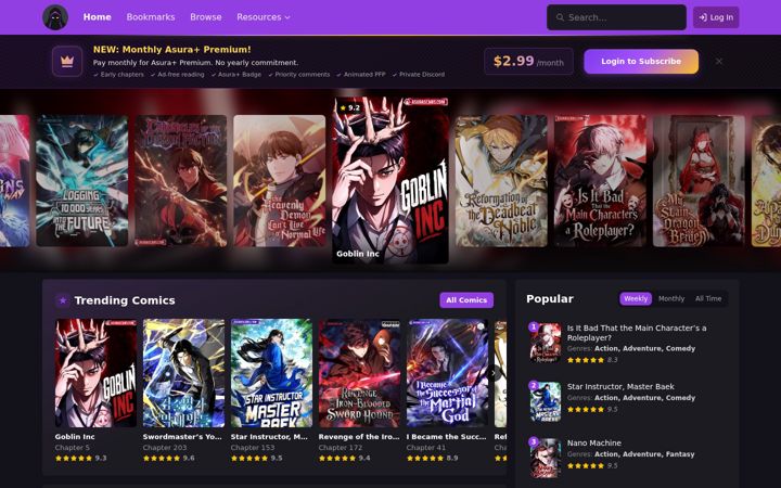 Screenshot of asuracomic.net