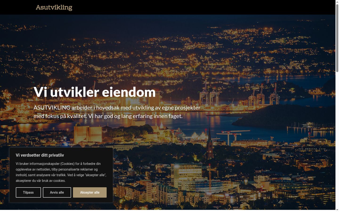 Skærmbillede af samtykkebanneret, som det blev vist før nogen interaktion