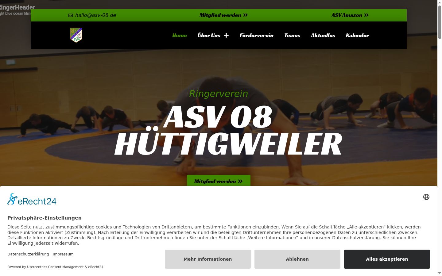 Screenshot des Einwilligungsbanners vor jeglicher Interaktion