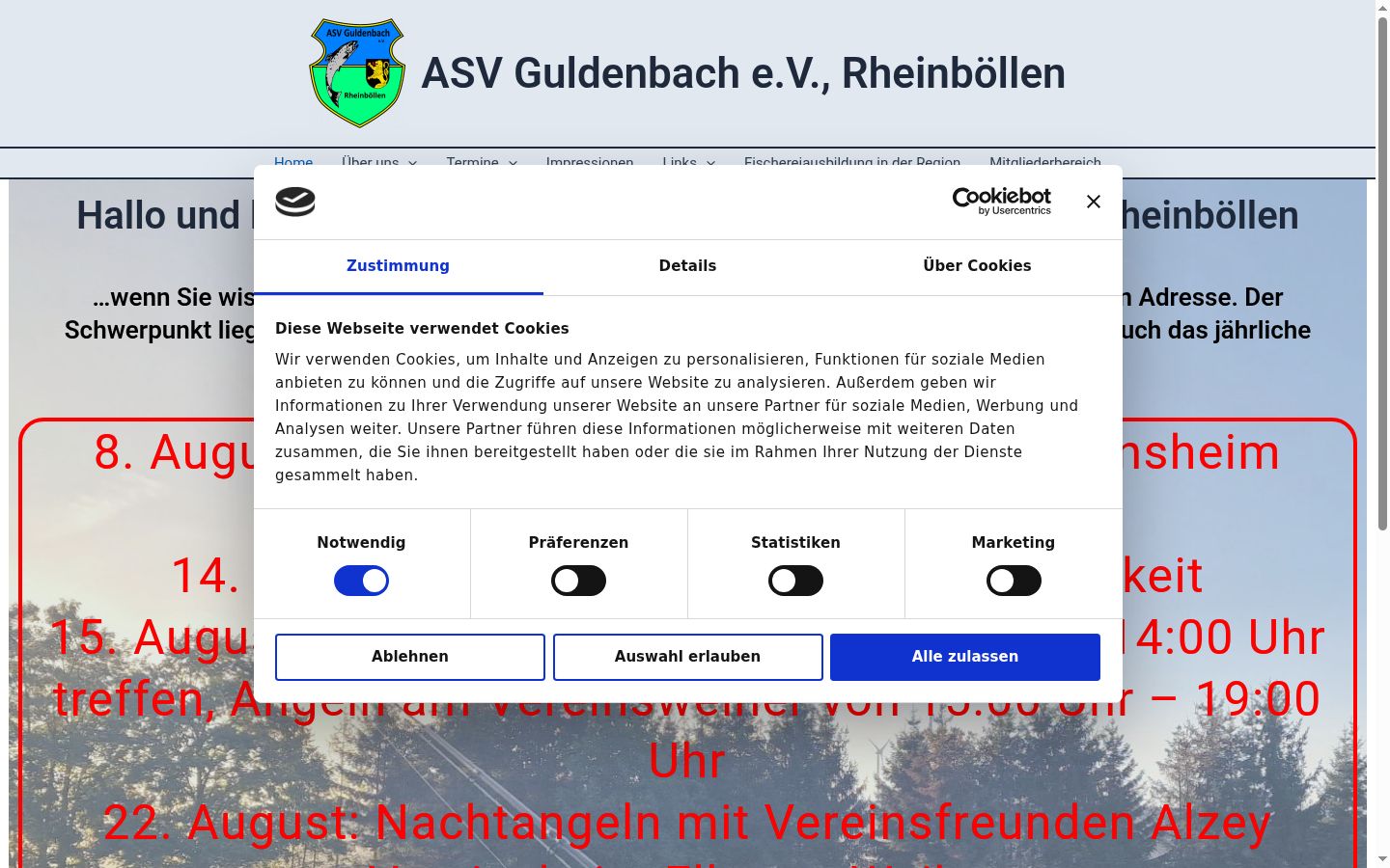 Screenshot of the consent banner shown before any interaction