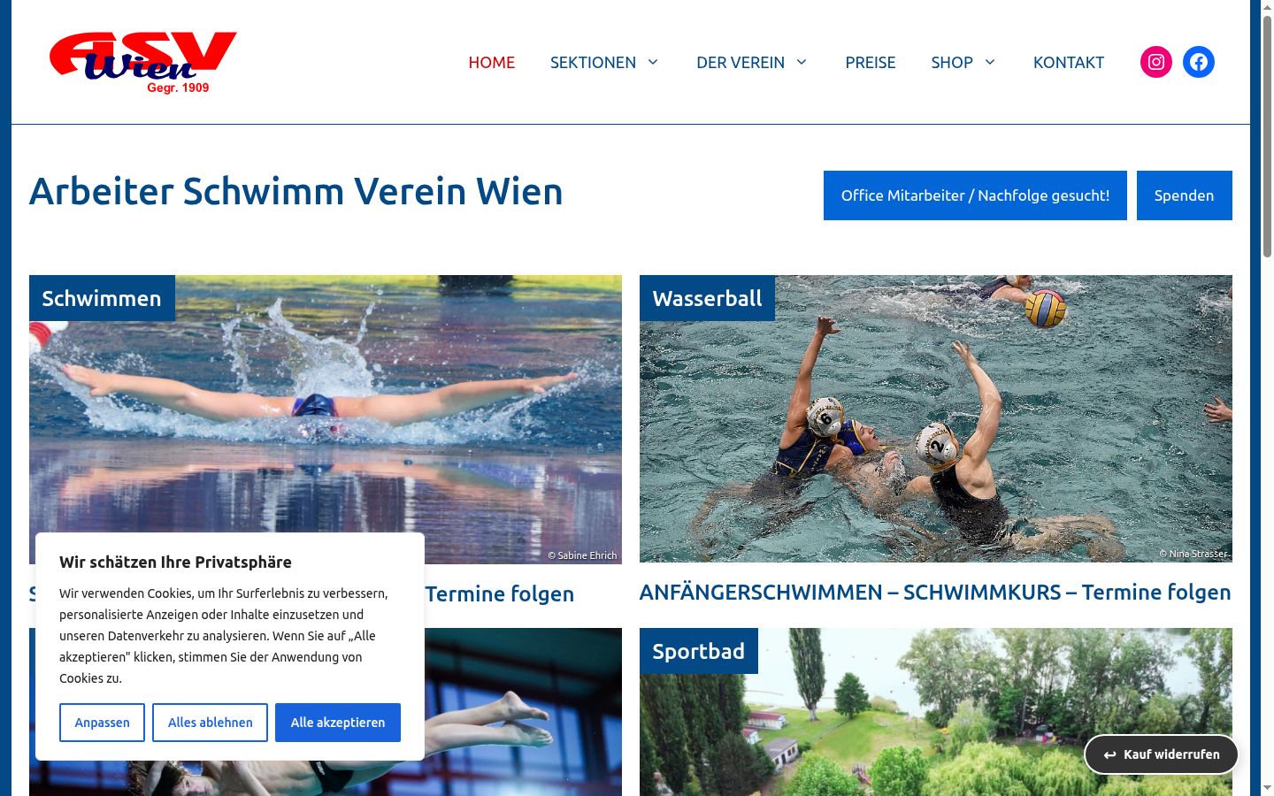 Screenshot des Einwilligungsbanners vor jeglicher Interaktion