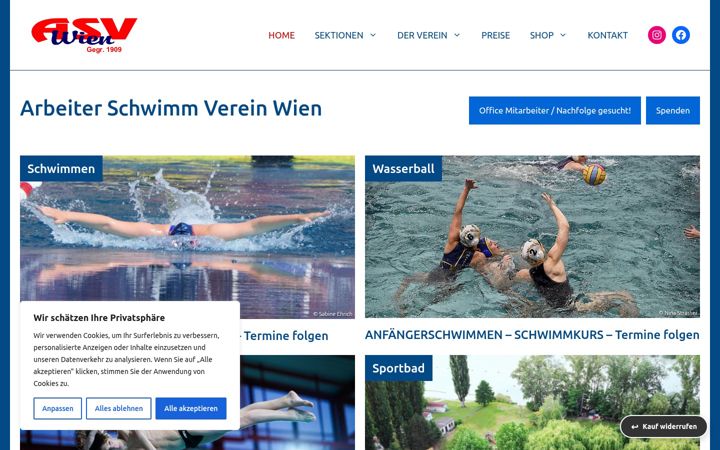 Screenshot of asv-wien.at