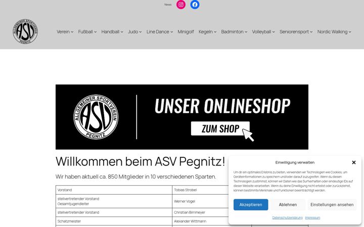 Captură de ecran a asvpegnitz.com