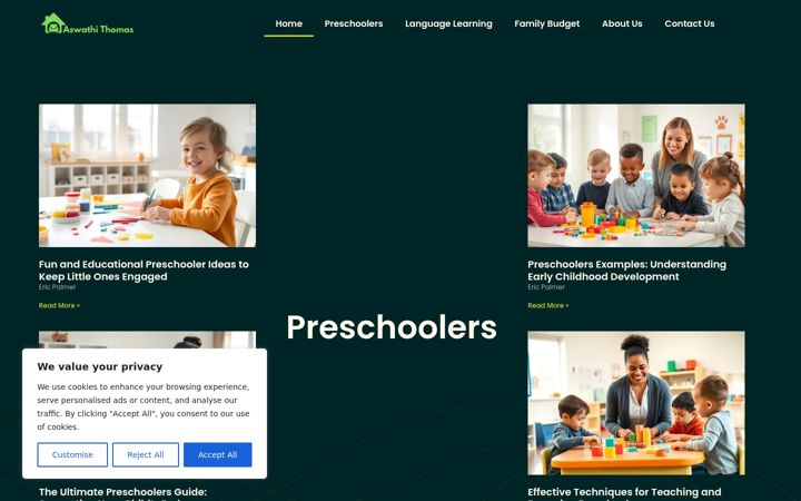 Screenshot of aswathithomas.com