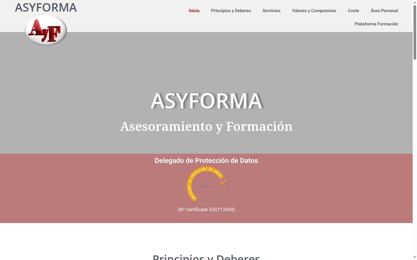Captura de pantalla del banner de consentimiento mostrado antes de cualquier interacción
