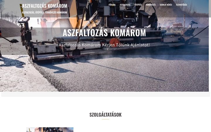 Екранна снимка на aszfaltozaskomarom.hu
