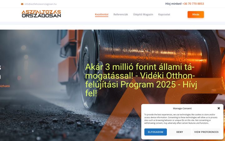 Screenshot of aszfaltozasorszagosan.hu