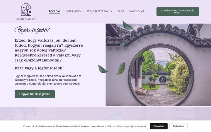 Екранна снимка на asztrogarden.hu