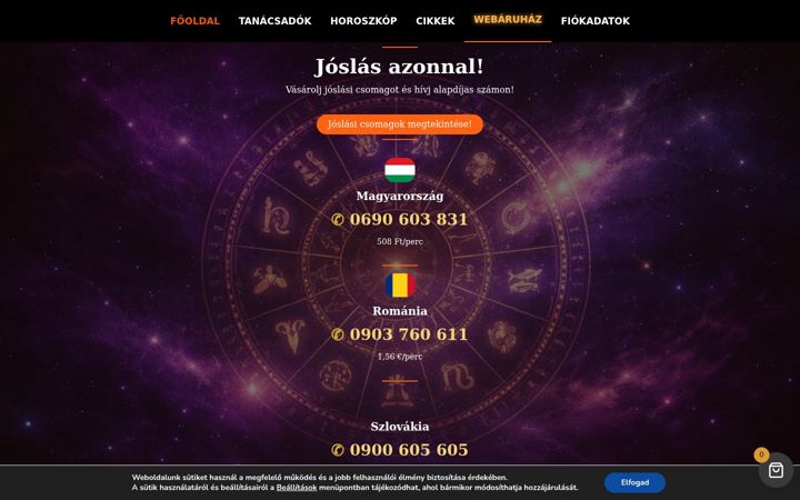 Екранна снимка на asztroklub.hu