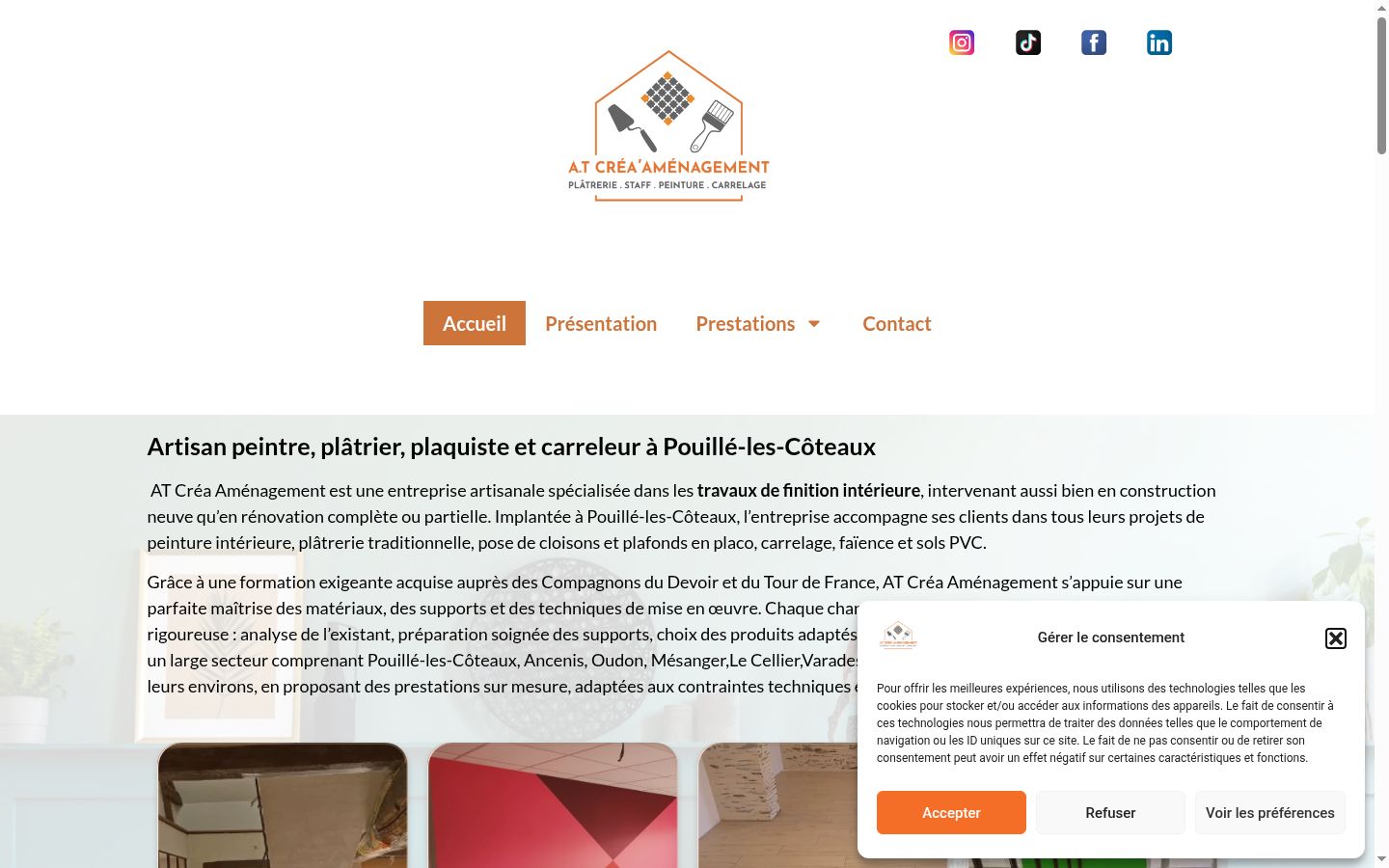 Captura de pantalla del banner de consentimiento mostrado antes de cualquier interacción