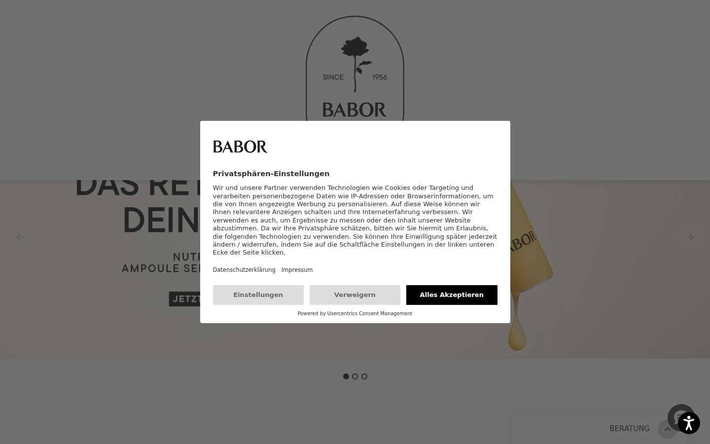 Screenshot del banner di consenso mostrato prima di qualsiasi interazione