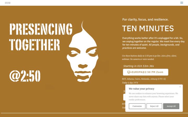 Screenshot of at250.org