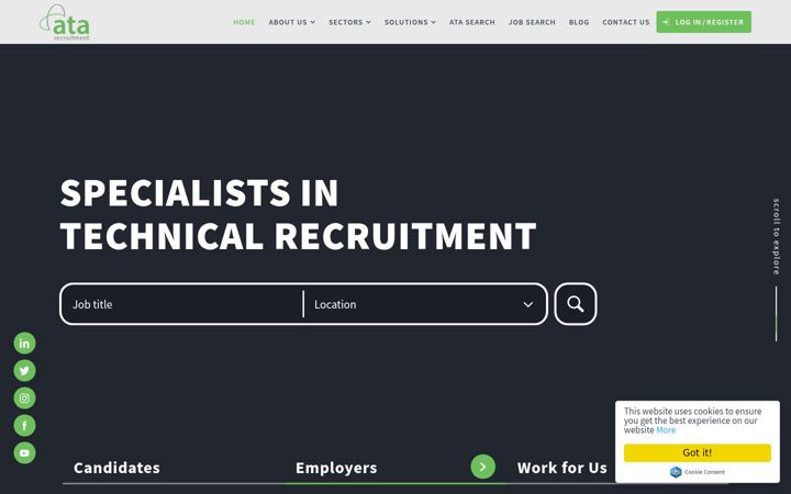 Kuvakaappaus sivustosta ata-recruitment.co.uk