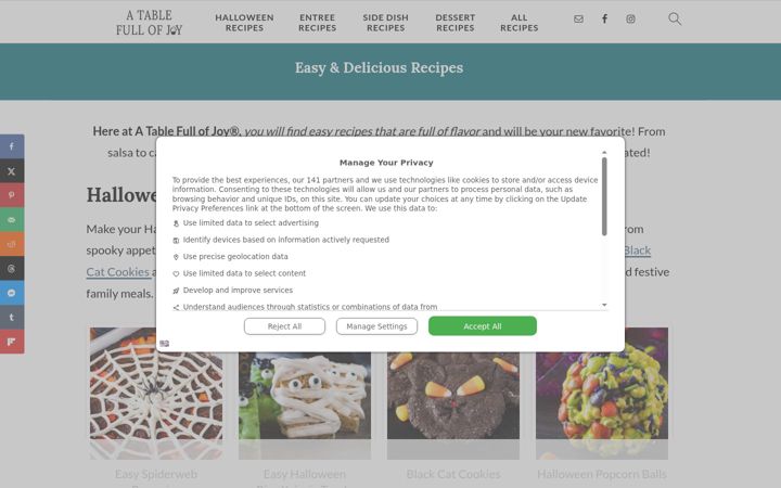 Screenshot of atablefullofjoy.com