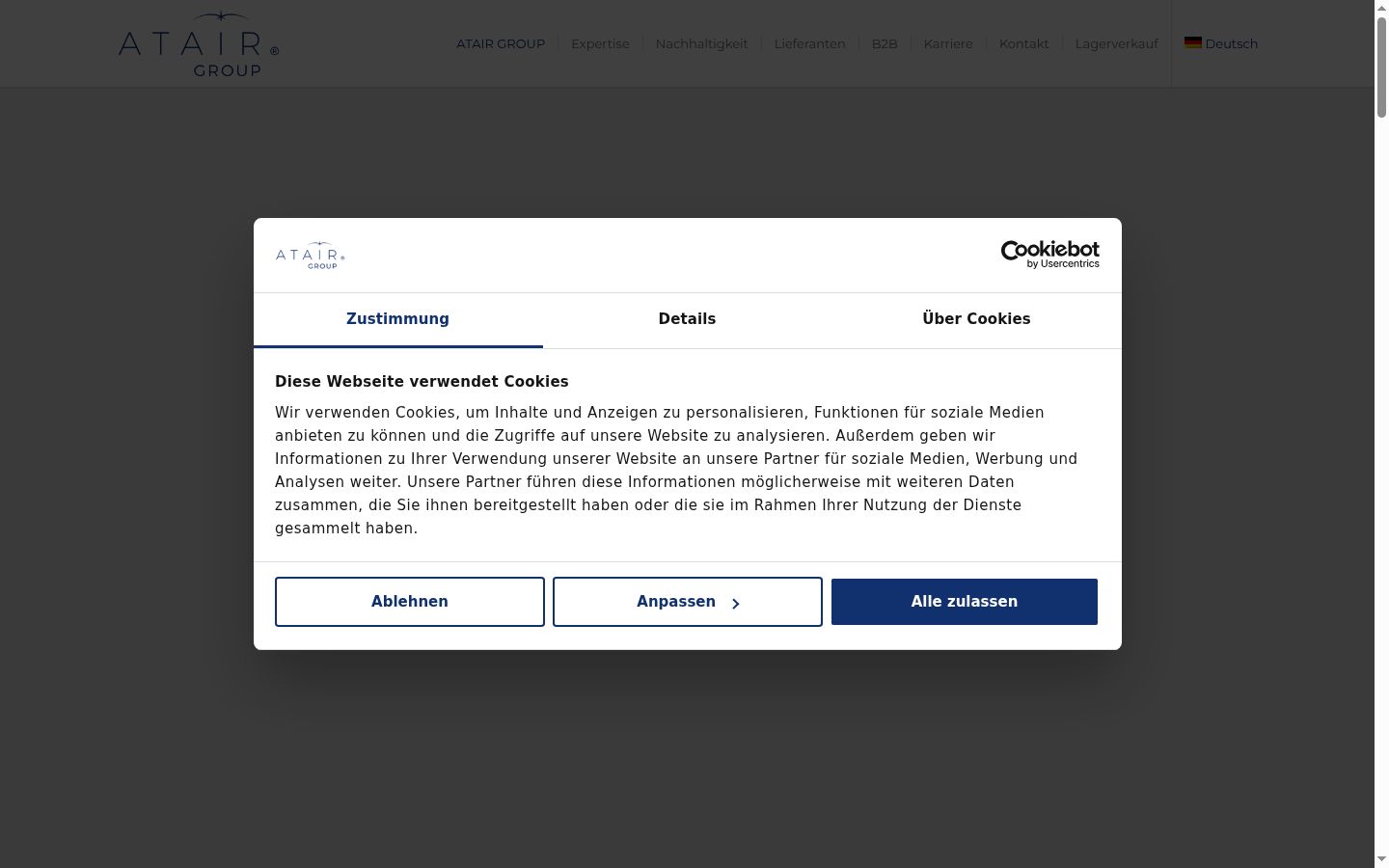 Screenshot of the consent banner shown before any interaction