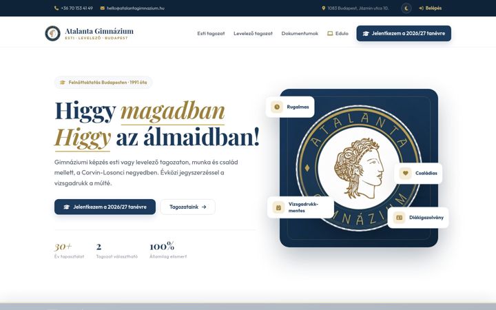 Screenshot of atalantagimnazium.hu
