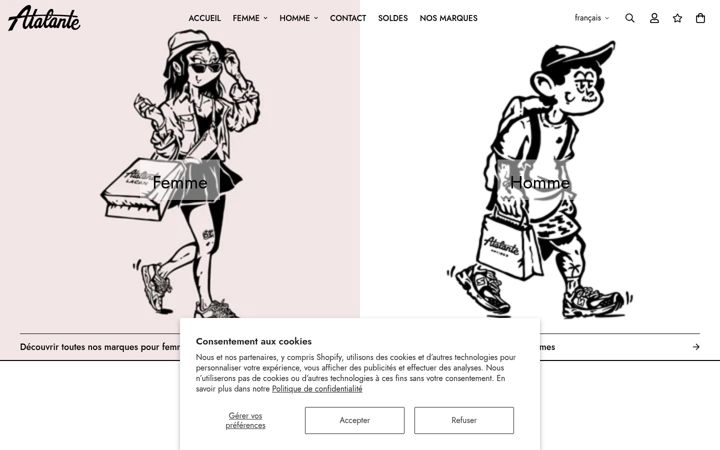 Екранна снимка на atalante-store.fr