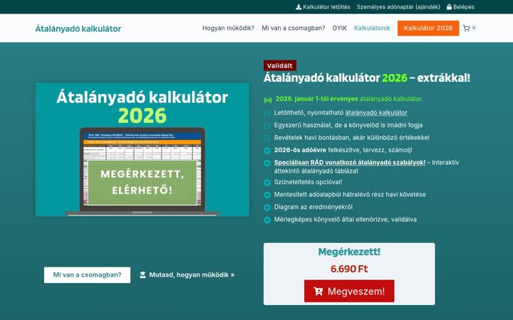 Ekrānuzņēmums no atalanyado-kalkulator.hu