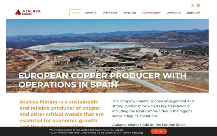Screenshot of atalayamining.com