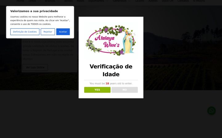 Screenshot of atalayawines.com