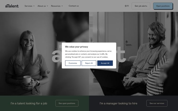 Skærmbillede af atalent.fi