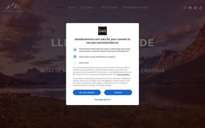 Screenshot of atandocaminos.com
