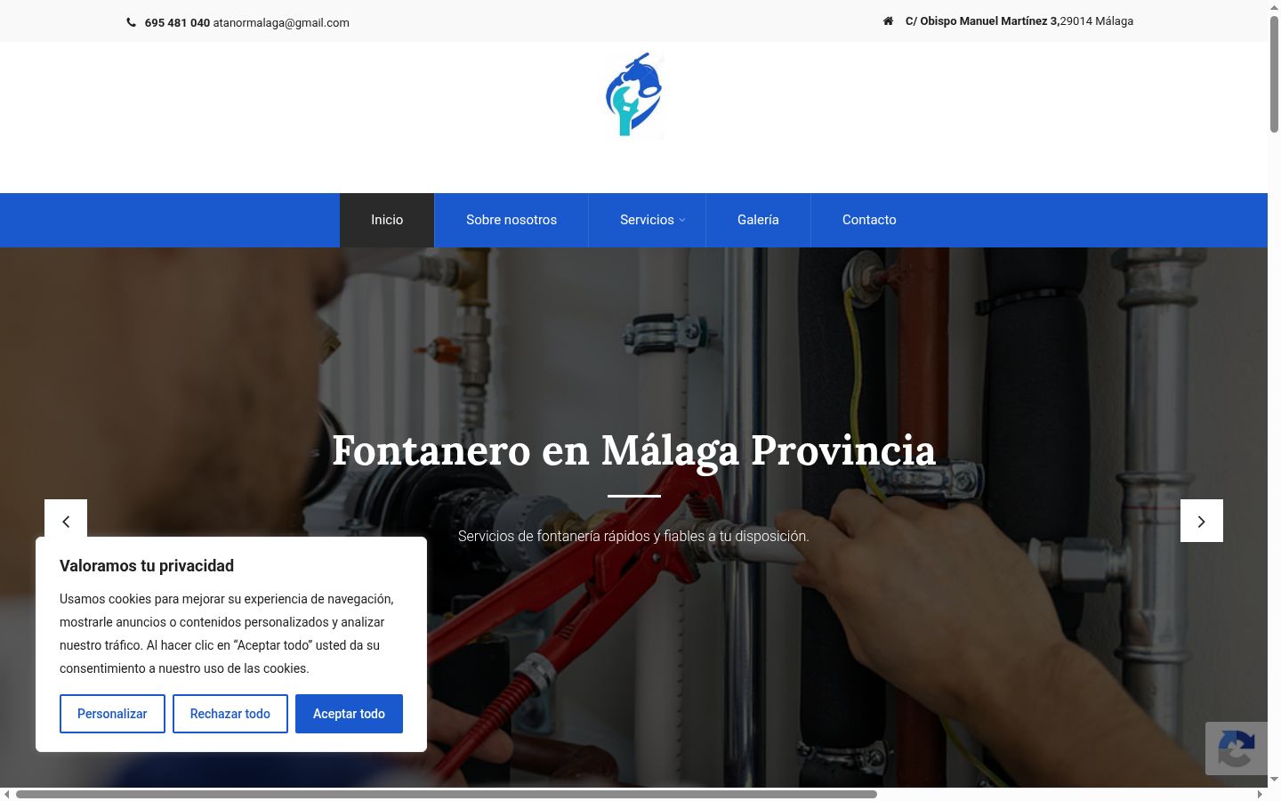 Captura de pantalla del banner de consentimiento mostrado antes de cualquier interacción