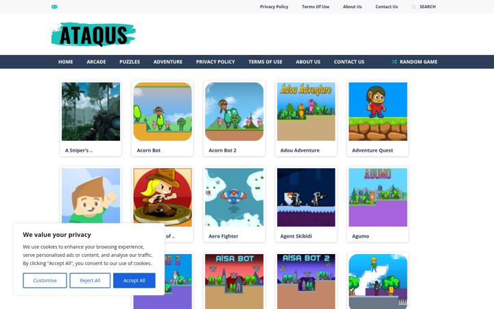 Captura de pantalla de ataqus.com