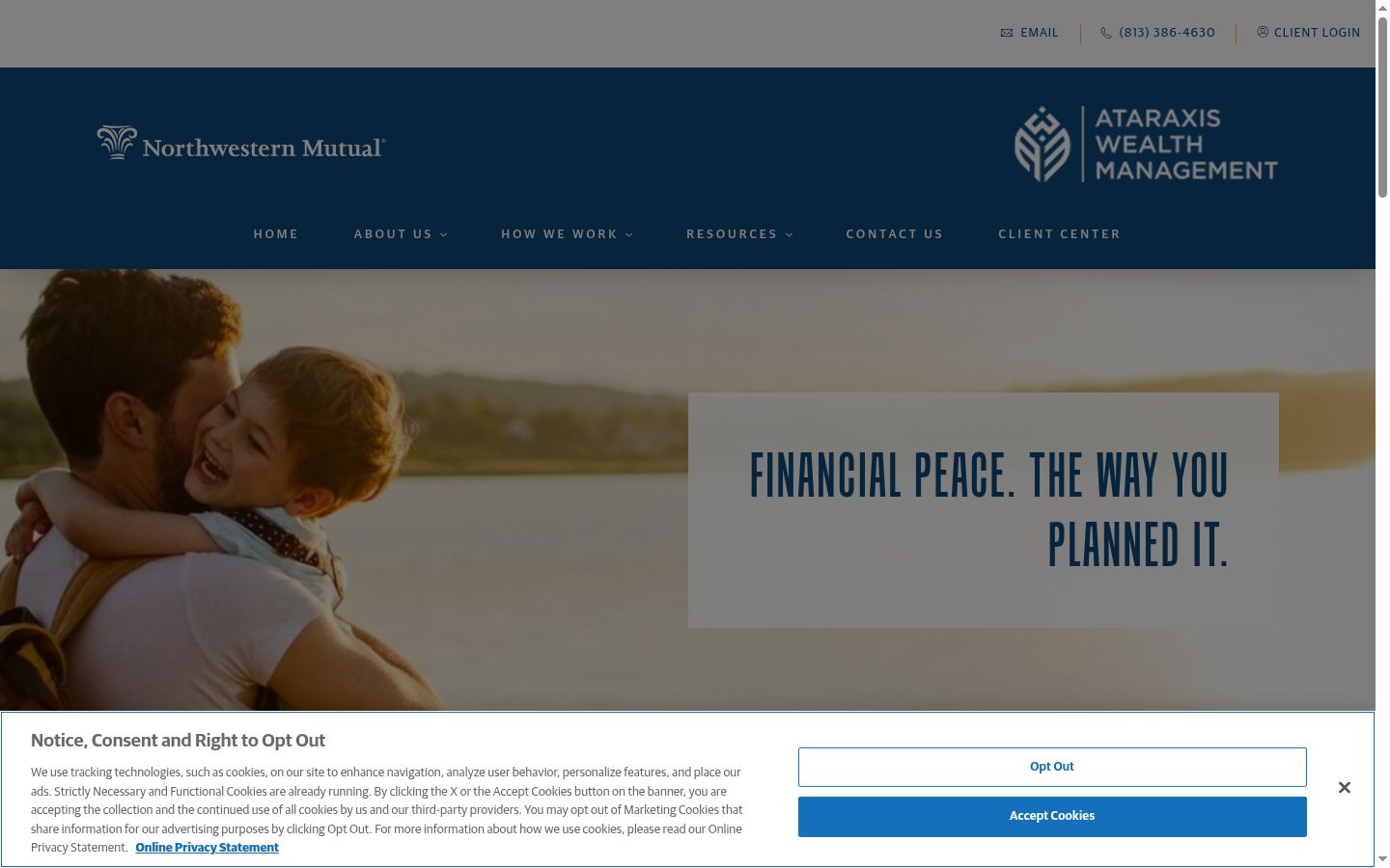 Screenshot of the consent banner shown before any interaction