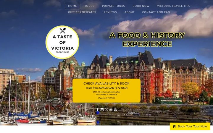 Screenshot of atasteofvictoriafoodtours.com