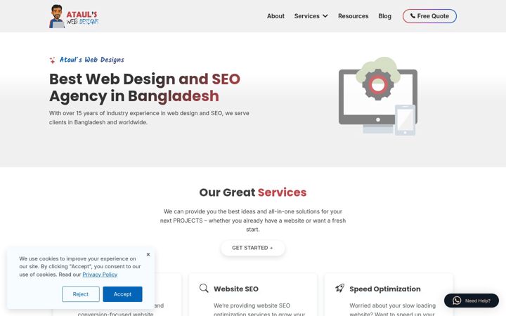 Screenshot of ataulswebdesigns.com