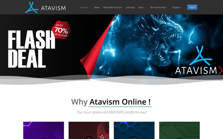 Snimka zaslona za atavismonline.com